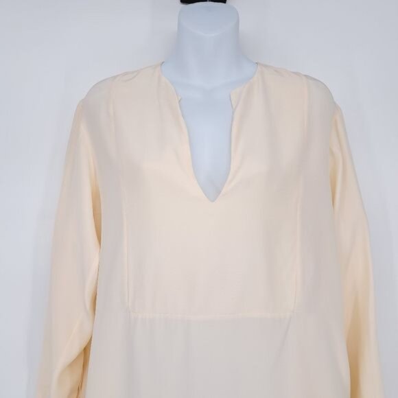 Jenni kayne Cream Silk Long Line Oversized Blouse Siae Small - Picture 2 of 8